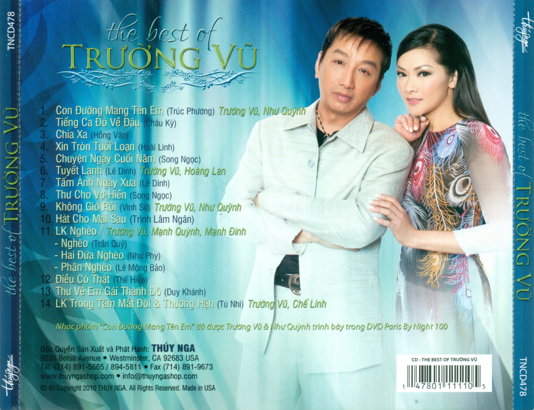 THE BEST OF - THUÝ NGA CD478 - TRƯỜNG VŨ - Ảnh 2
