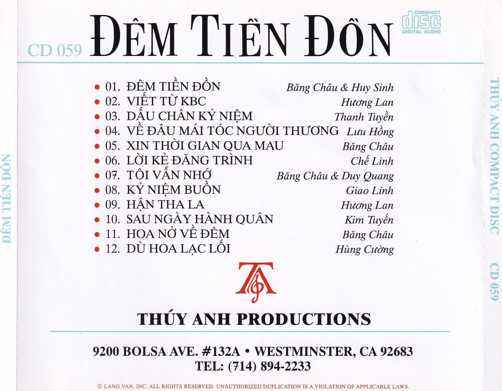 ĐÊM TIỀN ĐỒN - THUÝ ANH CD59 - Ảnh 2