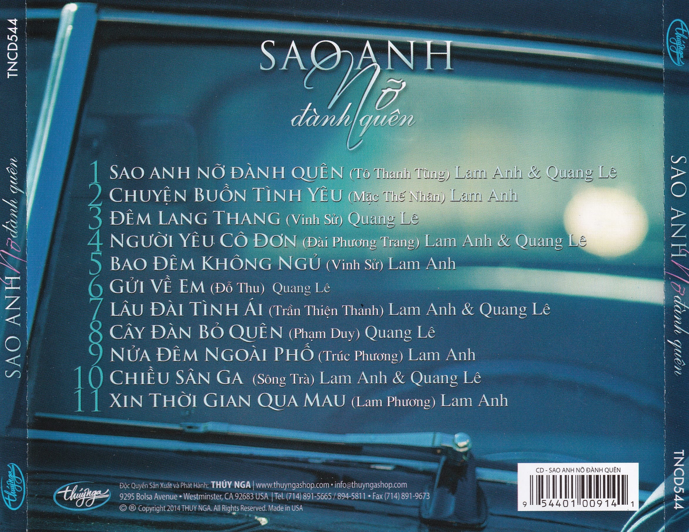 SAO ANH NỠ ĐÀNH QUÊN - THUÝ NGA CD544 - QUANG LÊ & LAM ANH - Ảnh 2