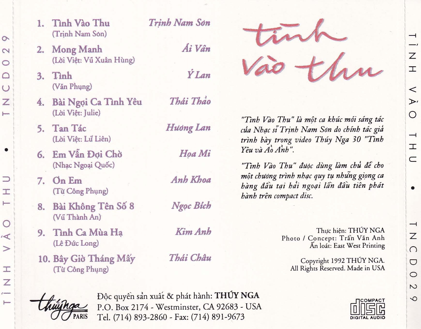 TÌNH VÀO THU - THUÝ NGA CD29 - Ảnh 2