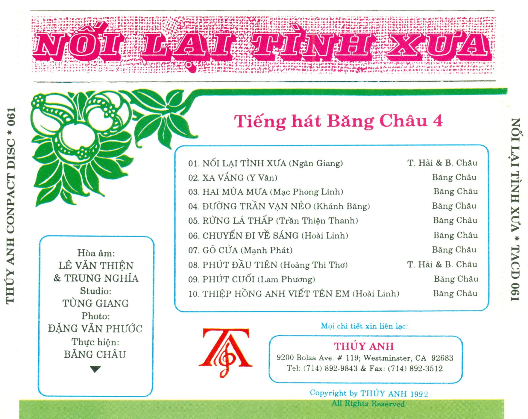 NỐI LẠI TÌNH XƯA - THUÝ ANH CD61 - BĂNG CHÂU - Ảnh 2