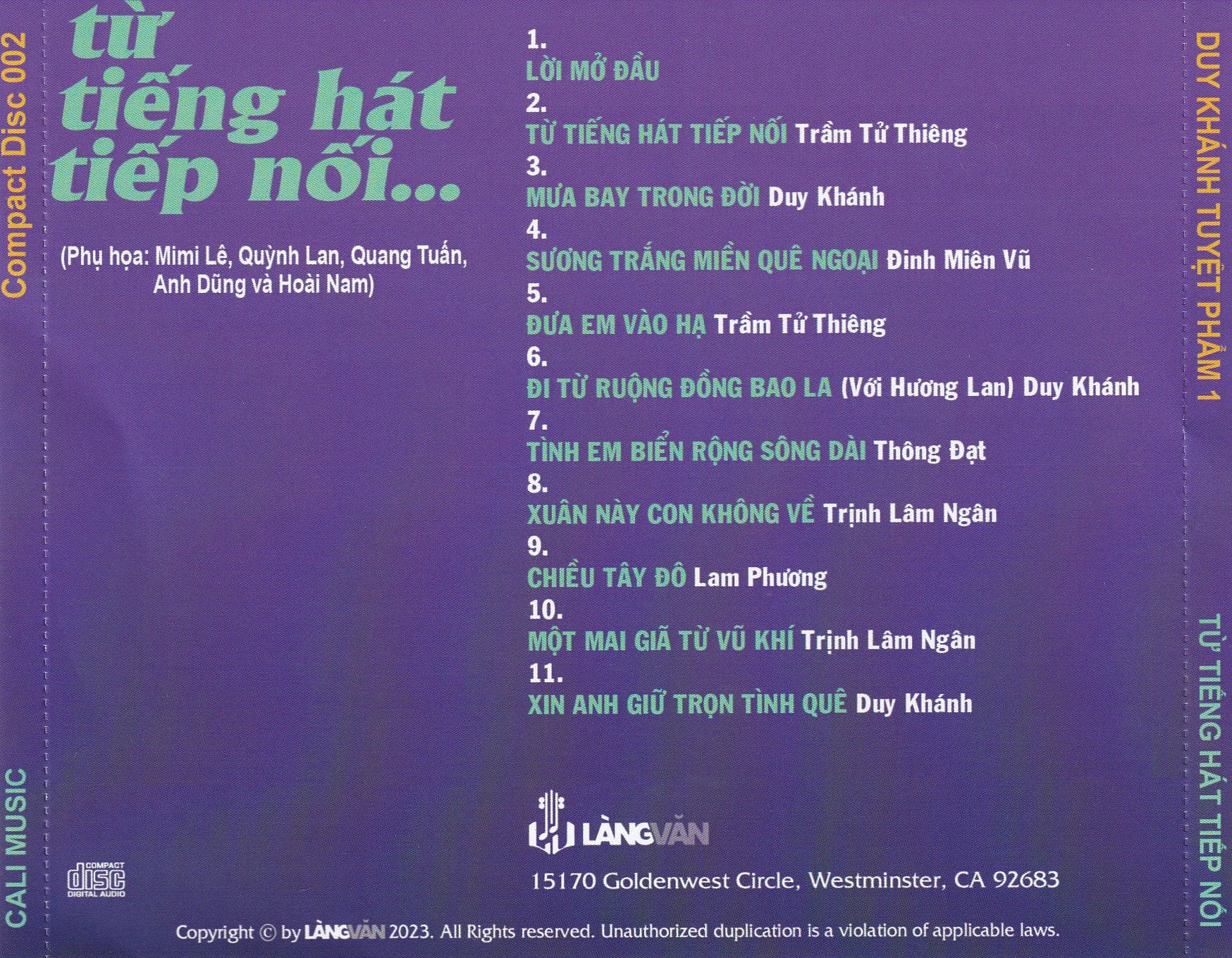 TỪ TIẾNG HÁT TIẾP NỐI - CALI CD2 - DUY KHÁNH - Ảnh 2