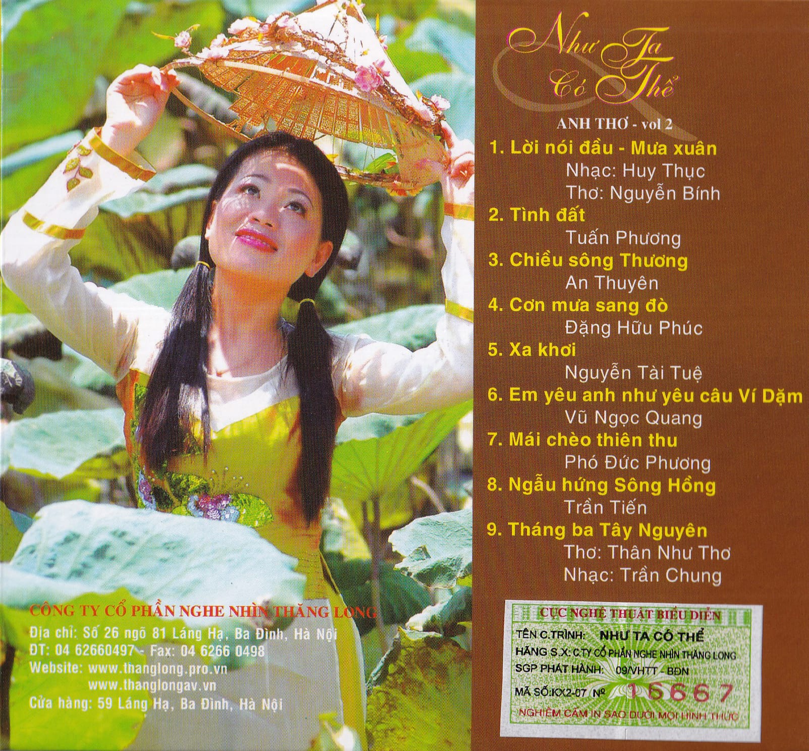 NHƯ TA CÓ THỂ - THĂNG LONG CD - ANH THƠ 2 - Ảnh 2
