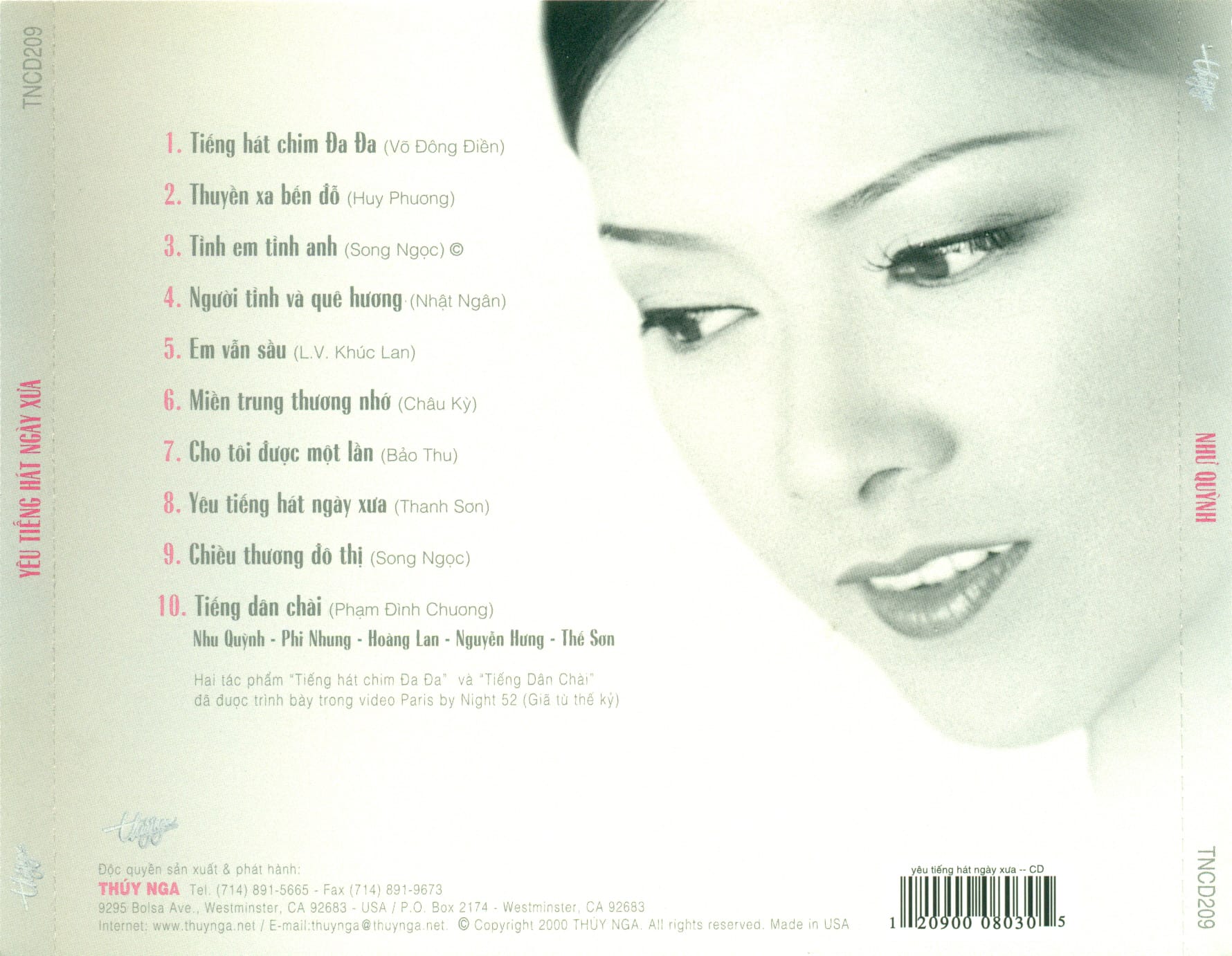 YÊU TIẾNG HÁT NGÀY XƯA - THUÝ NGA CD208 - NHƯ QUỲNH - Ảnh 2