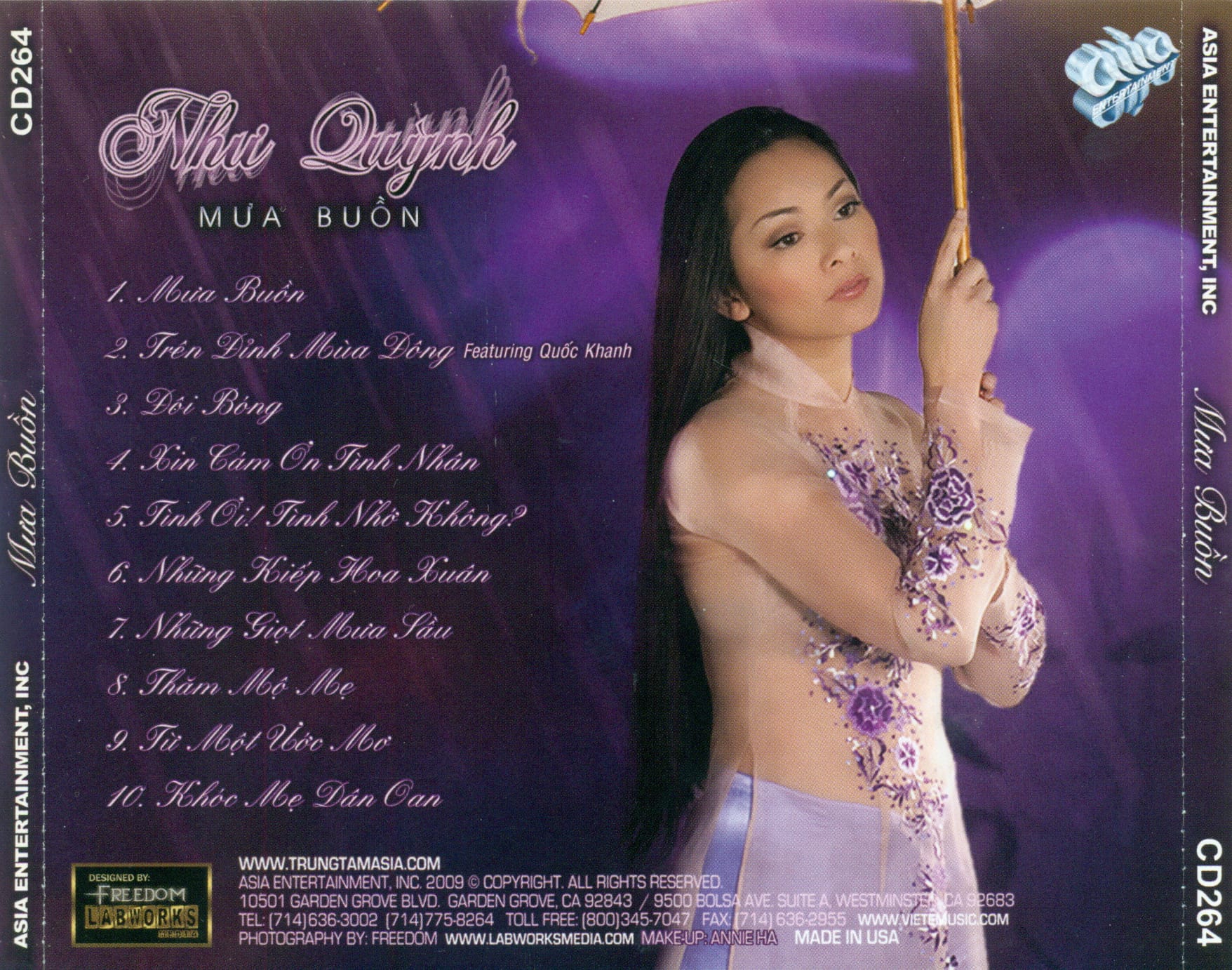 MƯA BUỒN - ASIA CD264 - NHƯ QUỲNH - Ảnh 2