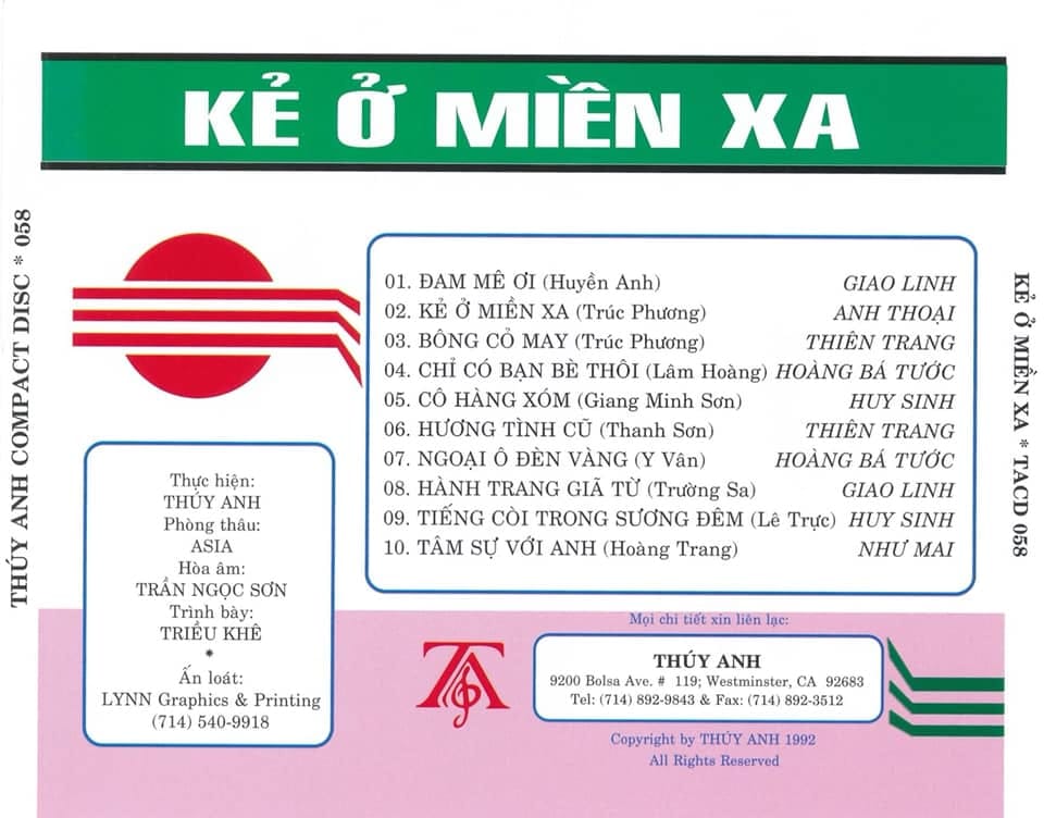KẺ Ở MIỀN XA - THUÝ ANH CD58 - Ảnh 2