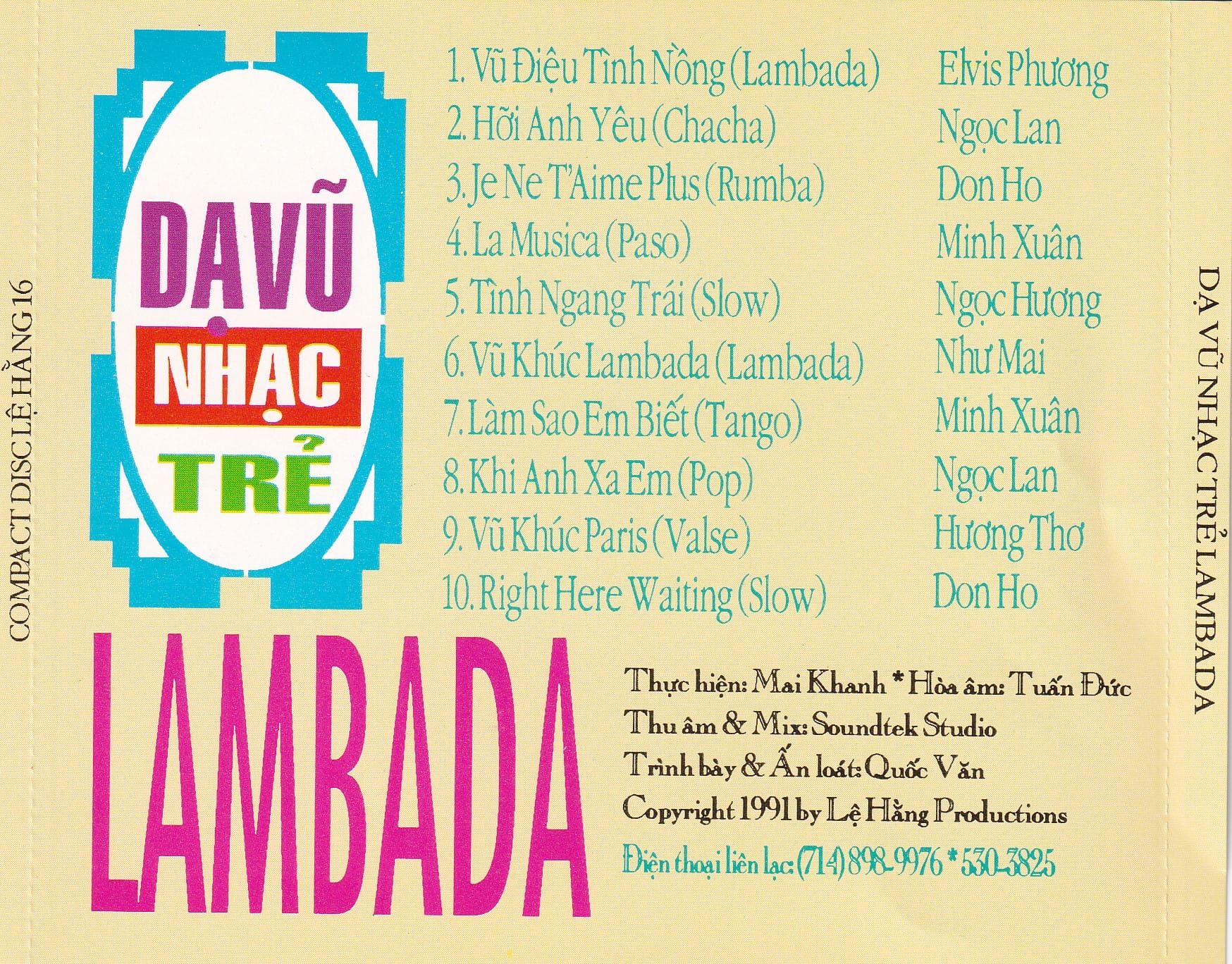 DẠ VŨ NHẠC TRẺ LAMBADA - LỆ HẰNG CD16 - Ảnh 2
