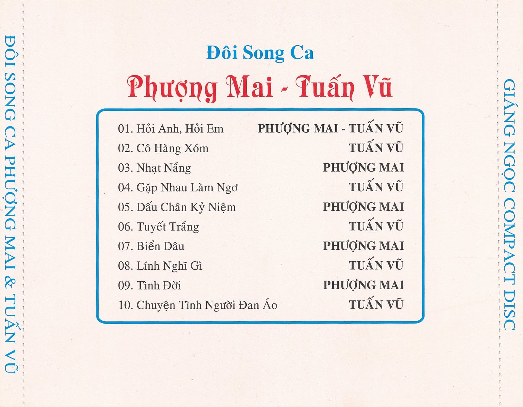 ĐÔI SONG CA - TUẤN VŨ & PHƯỢNG MAI - GIÁNG NGỌC CD - Ảnh 2