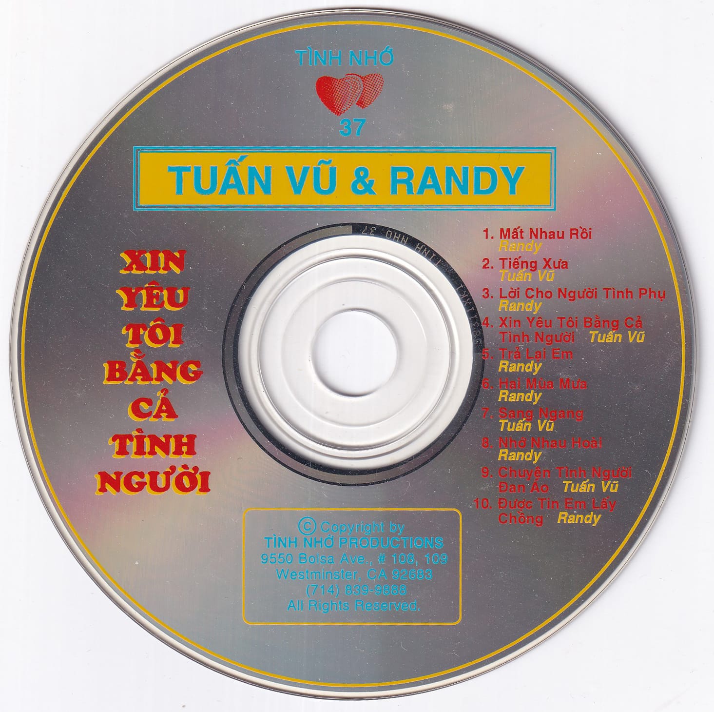 XIN YÊU TÔI BẰNG CẢ TÌNH NGƯỜI - TUẤN VŨ & RANDY 1 - TÌNH NHỚ CD37 - Ảnh 3