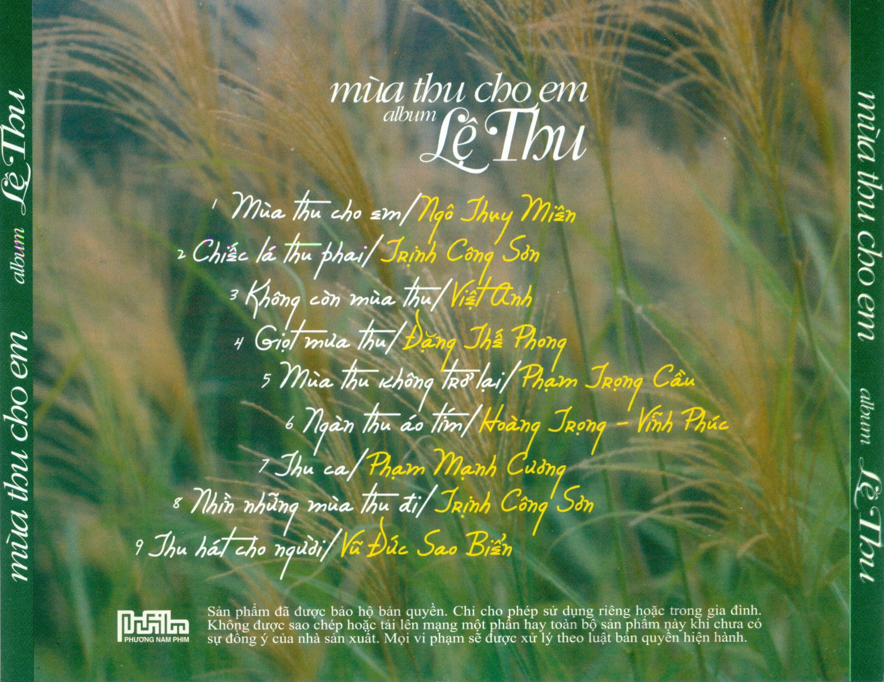 MÙA THU CHO EM - LỆ THU - PHƯƠNG NAM FILM CD - Ảnh 2