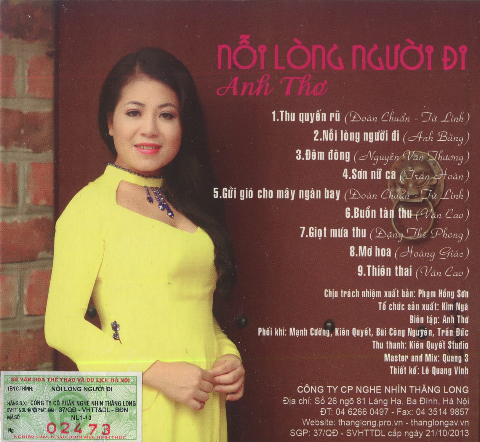 NỖI LÒNG NGƯỜI ĐI - ANH THƠ - THĂNG LONG CD - Ảnh 2