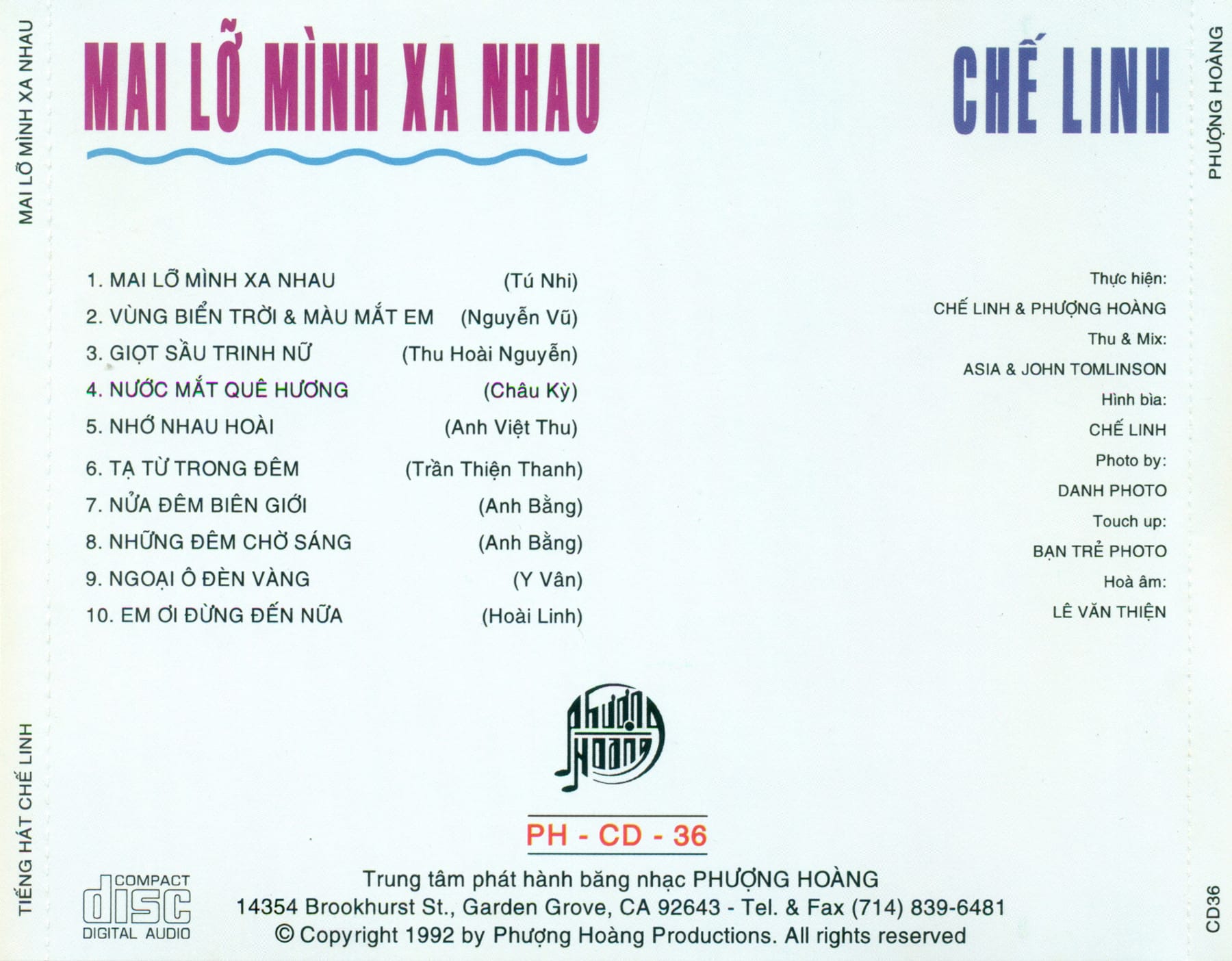 MAI LỠ MÌNH XA NHAU - CHẾ LINH - PHƯỢNG HOÀNG CD36 (DADR) - Ảnh 2